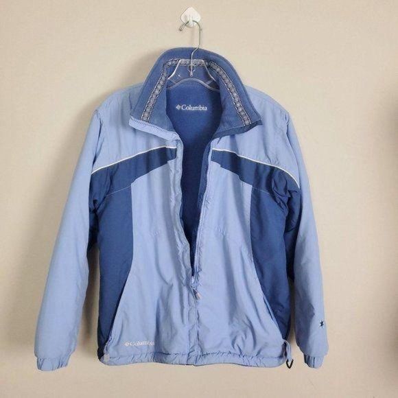 Columbia Blue Insulated Fleece Reversible Full Zip Windbreaker Women's Size S - Picture 1 of 8
